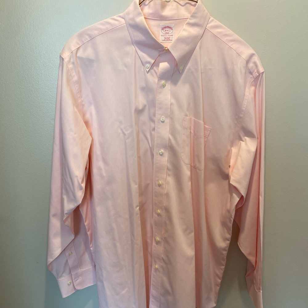 Brooks Brothers 346 Mens Original Polo Shirt Solid Pink Non Iron 18 6/7